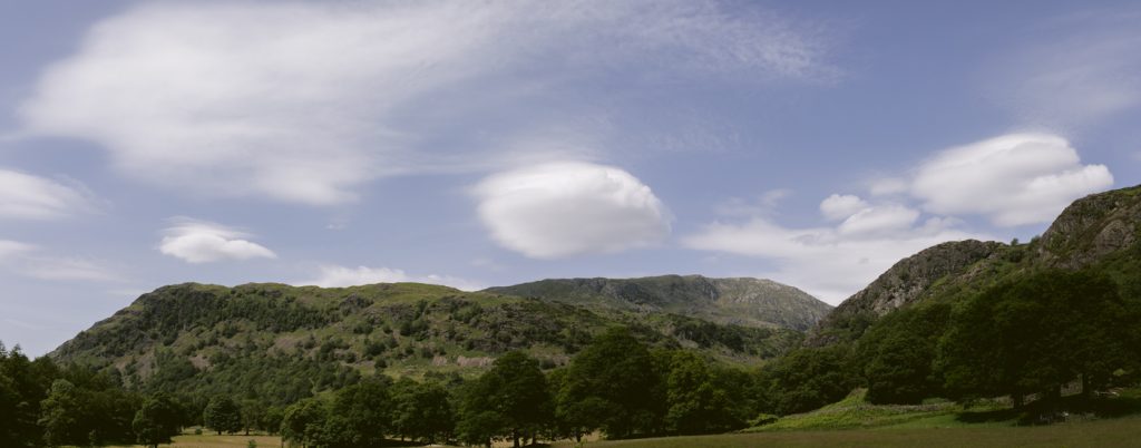 Blue Skies and Hills at Yew Tree Farm Wedding