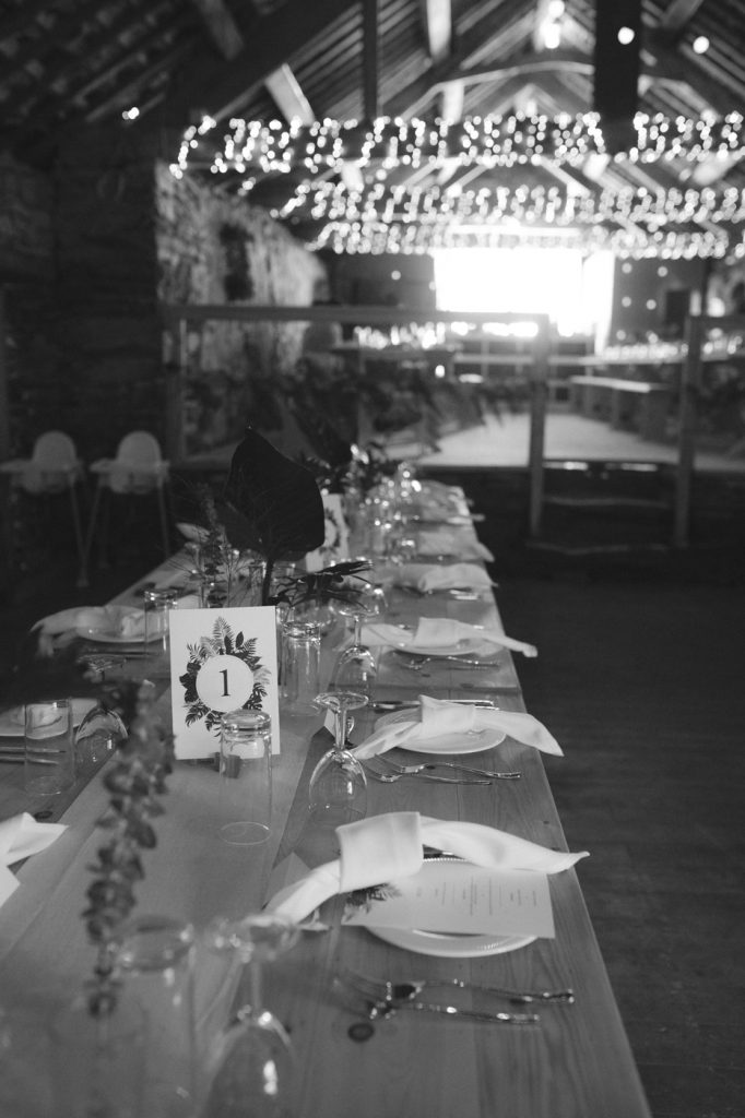 Decorative Reception Tables at Yew Tree Farm Wedding