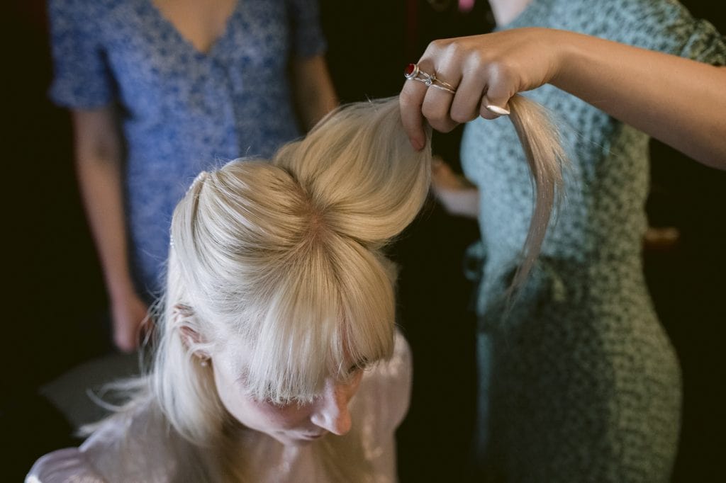 Bride Getting Ready Portrait Session at Yew Tree Farm Wedding