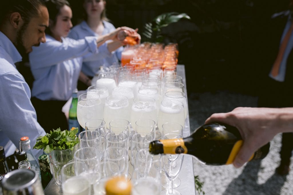 Outside Wine Glasses at Yew Tree Farm Wedding