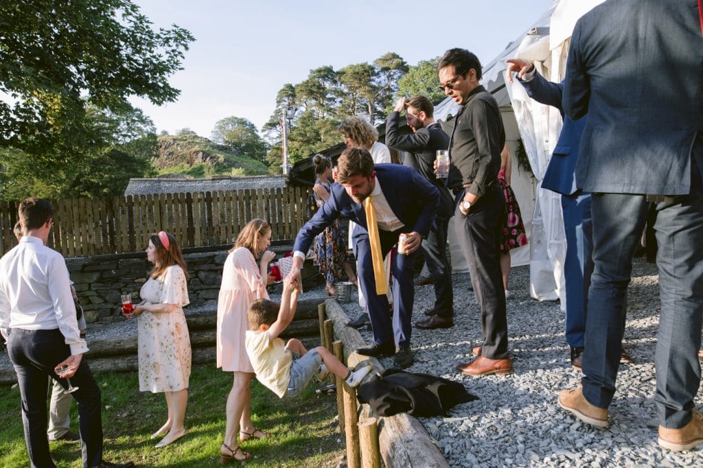 Guests in Backyard Gathering in the Sunshine Portrait Session