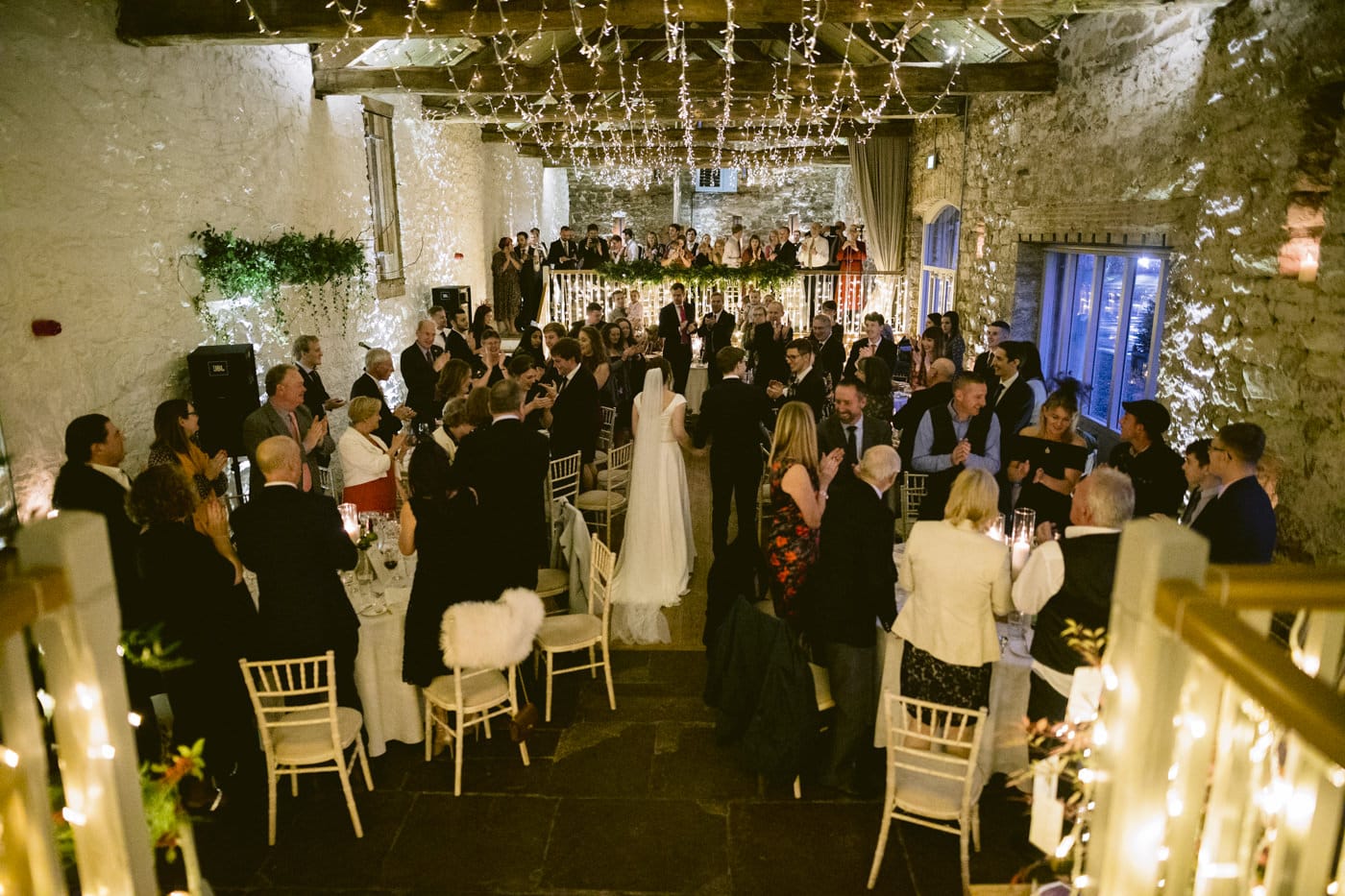 A wedding reception at Askham Hall Bank Barn.