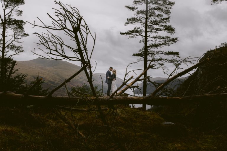 Bride and Groom in the Lake District after their Elopement Wedding