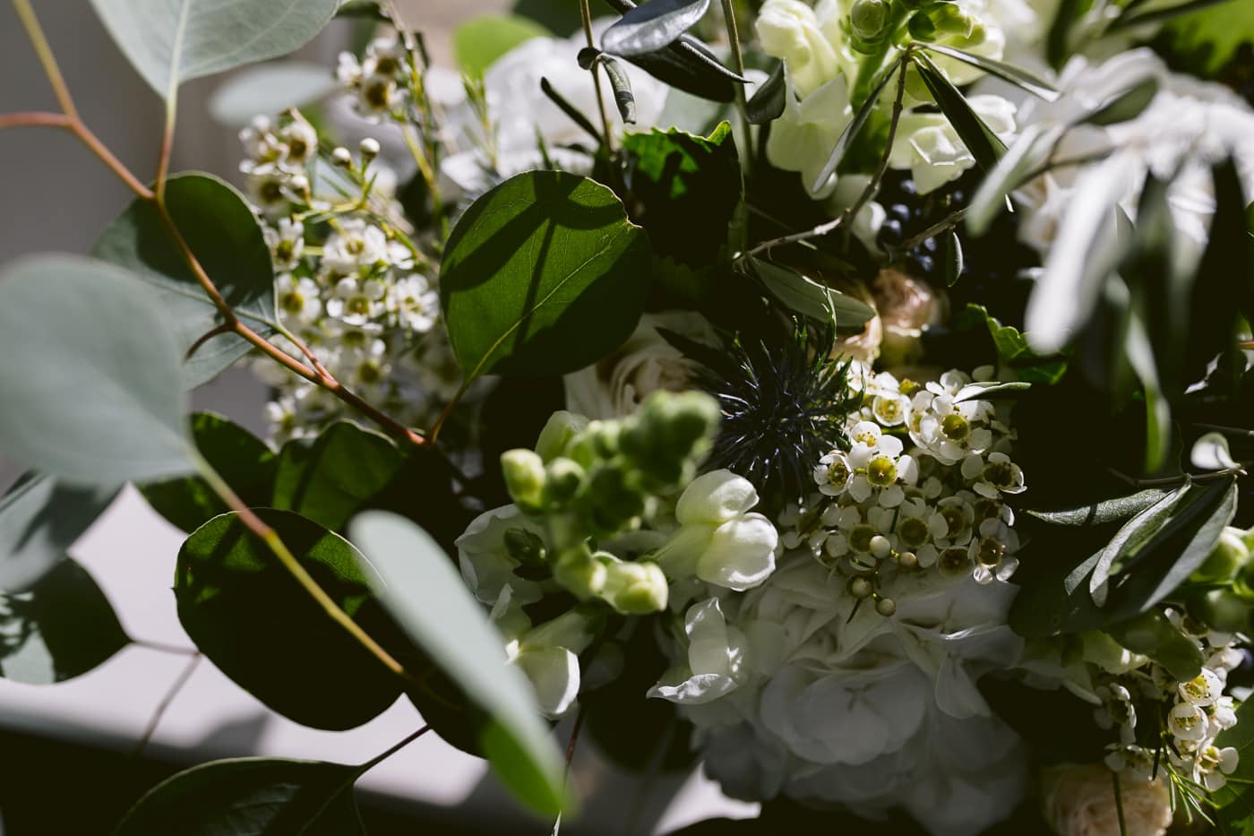 Hexham House Wedding surrounded by the beautiful scent and aesthetic of eucalyptus.