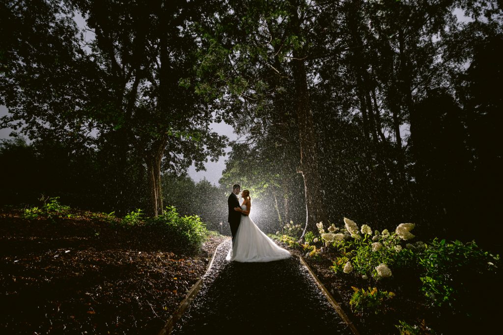 Low wood Bay wedding photograph in the rain